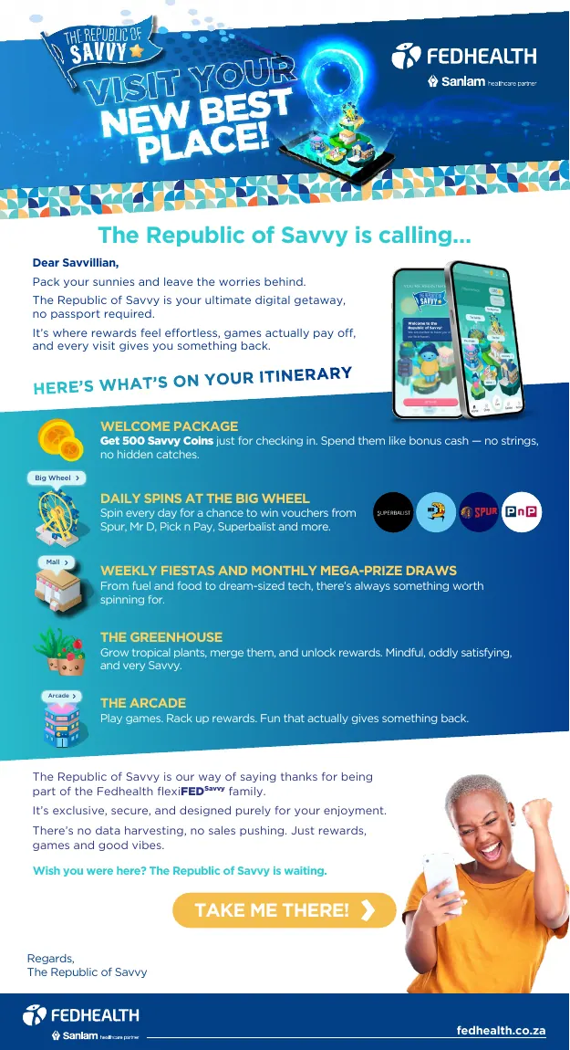 Original Republic of Savvy welcome emailer with travel-inspired creative